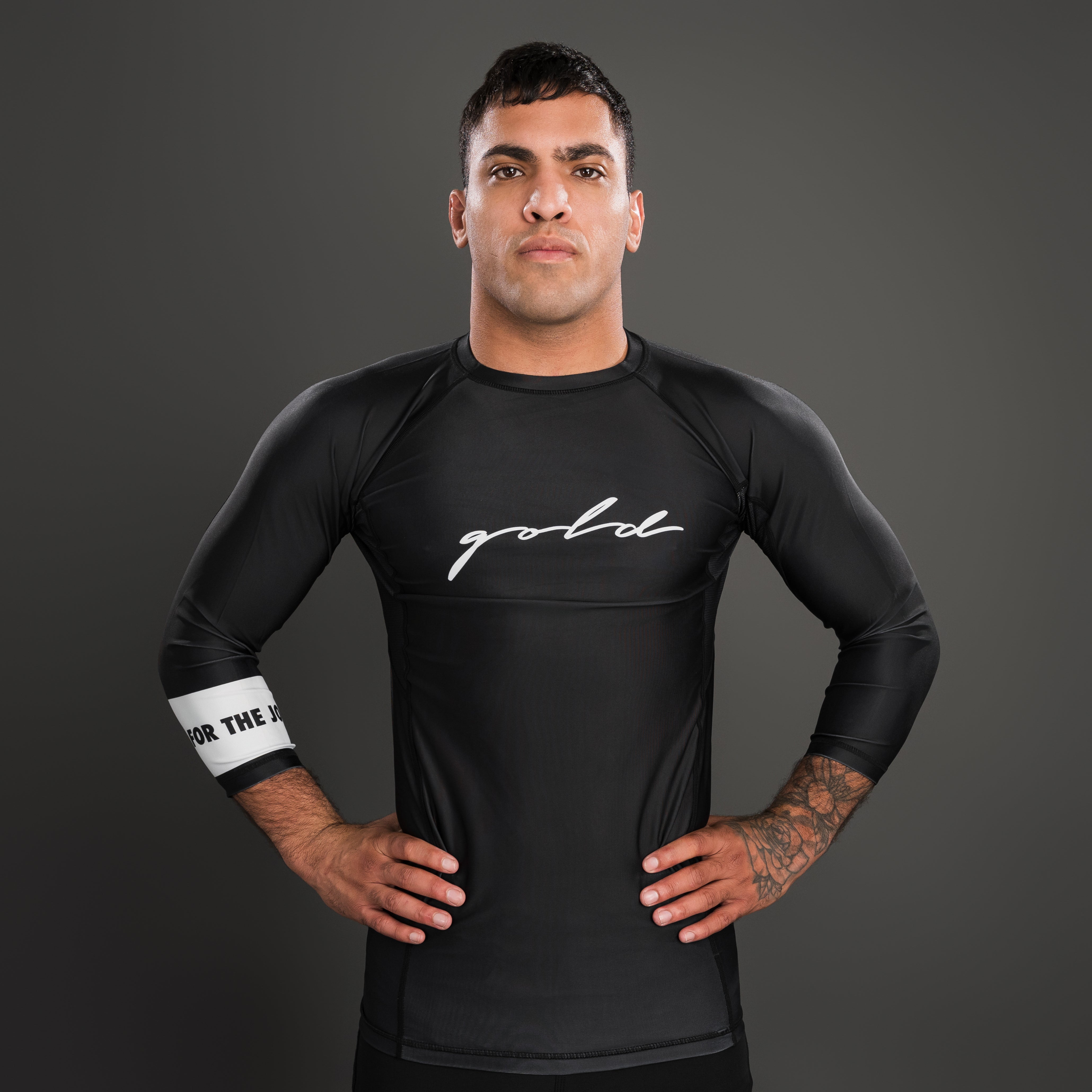 3/4 Sleeve Foundation Jiu Jitsu Rash Guard | Gold BJJ