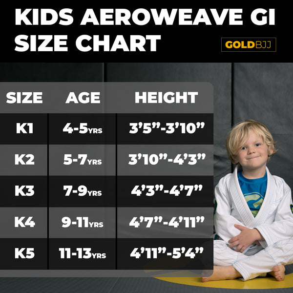 Kids' Aeroweave Jiu Jitsu Gi (White Belt Included) Gold BJJ